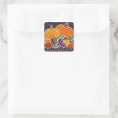 Thanksgiving Pumpkin en Friends Patchwork Vierkante Sticker (Tas)