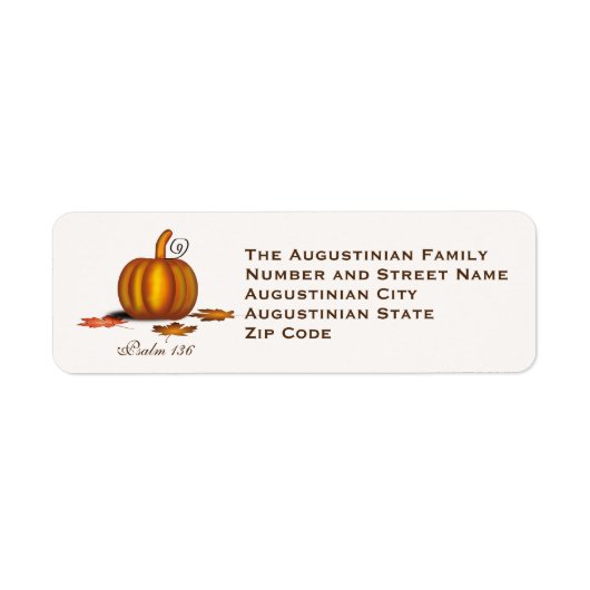 THANKSGIVING Pumpkin-Gepersonaliseerd retouradres Etiket (Voorkant)