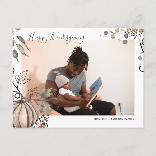 Thanksgiving Pumpkin Harvest Foto gepersonaliseerd Briefkaart (Voorkant)