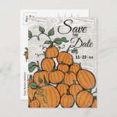 Thanksgiving Pumpkin Harvest Rustic Save the Date Uitnodiging Briefkaart (Voorkant / Achterkant)