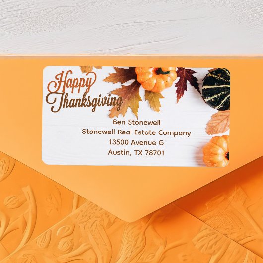 Thanksgiving Pumpkin Herfst Leaf Return-adres Etiket