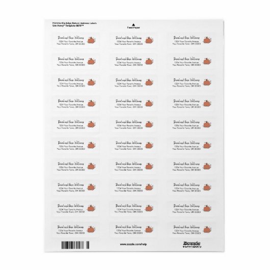 Thanksgiving Pumpkin Herfst Return Address Label (Full Sheet)