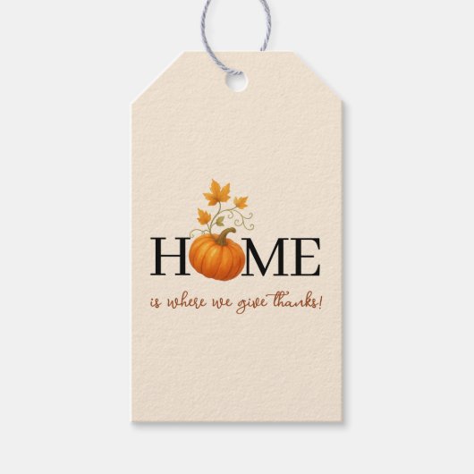 Thanksgiving Pumpkin Home is waar we Bedankt geven Cadeaulabel (Voorkant)