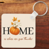 Thanksgiving Pumpkin Home is waar we Bedankt geven Sleutelhanger (Achterkant)