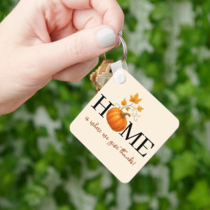 Thanksgiving Pumpkin Home is waar we Bedankt geven Sleutelhanger