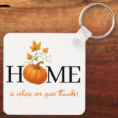 Thanksgiving Pumpkin Home is waar we Bedankt geven Sleutelhanger (Achterkant)