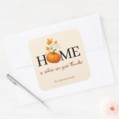 Thanksgiving Pumpkin Home is waar we Bedankt geven Vierkante Sticker (Envelop)