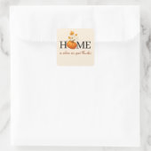 Thanksgiving Pumpkin Home is waar we Bedankt geven Vierkante Sticker (Tas)