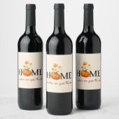 Thanksgiving Pumpkin Home is waar we Bedankt geven Wijn Etiket (Flessen)