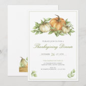 Thanksgiving Pumpkin Leaves Dinner Kaart (Voorkant / Achterkant)