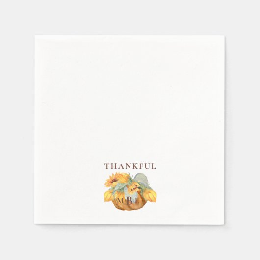 Thanksgiving Pumpkin Monogram Thankful Cocktail Servet (Voorkant)