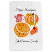Thanksgiving Pumpkin Orange White Medium Cadeauzakje (Voorkant)