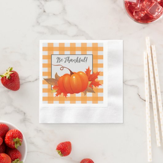 Thanksgiving Pumpkin Oranje Buffalo Pset Napkins Servet (Insitu)