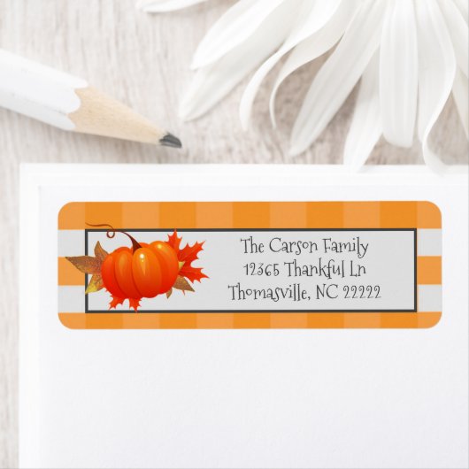 Thanksgiving Pumpkin Oranje Buffelplaat Etiket (Insitu)