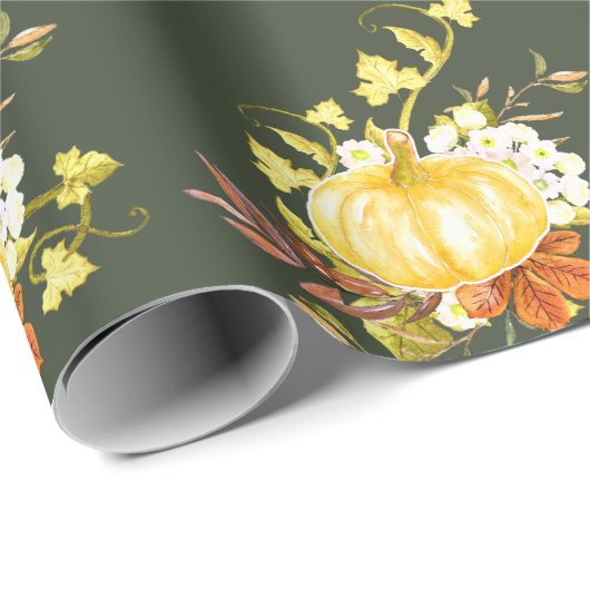 Thanksgiving Pumpkin Pattern Glossy Cadeaupapier (Rol Hoek)