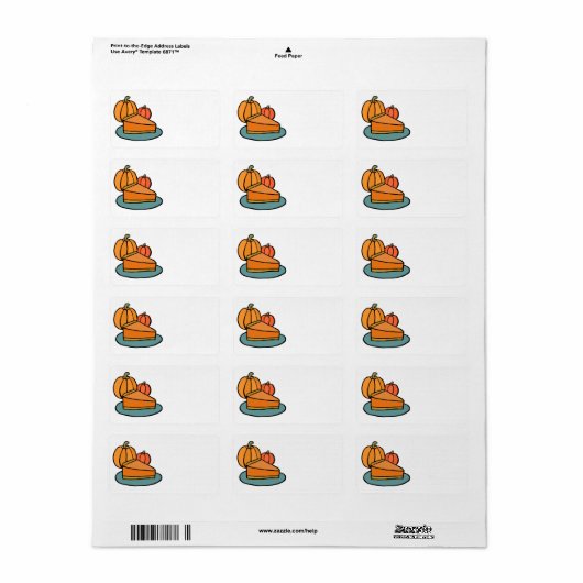 Thanksgiving Pumpkin Pie Adres Sticker (Full Sheet)