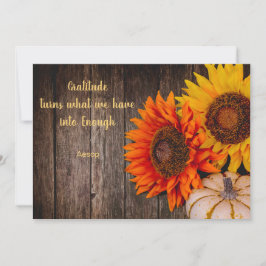 Thanksgiving Pumpkin Sunflower Gratitude Flat Feestdagenkaart