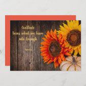 Thanksgiving Pumpkin Sunflower Gratitude Flat Feestdagenkaart (Voorkant / Achterkant)