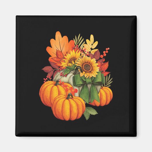 Thanksgiving Pumpkin Sunflower Herfst Autumn Holid Magneet (Voorkant)