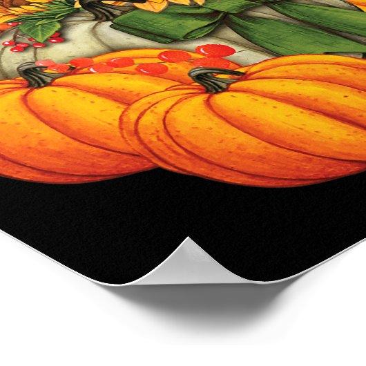 Thanksgiving Pumpkin Sunflower Herfst Autumn Holid Poster (Hoek)