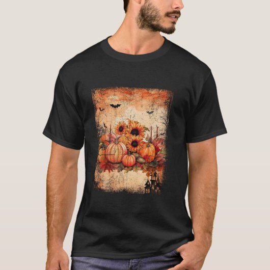 Thanksgiving Pumpkin Sunflower Herfst Autumn Holid T-shirt (Voorkant)