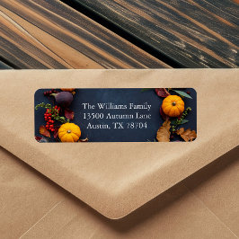 Thanksgiving Pumpkin Wreath Autumn Return Address Etiket