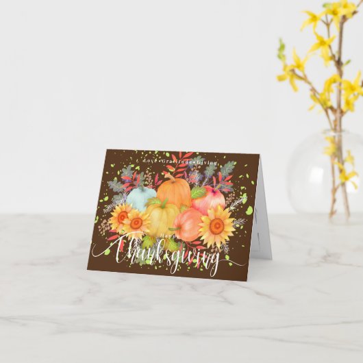 Thanksgiving Pumpkins Brown Kaart (Gele Bloem)