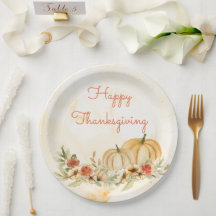 Thanksgiving Pumpkins Floral Waterverf Script
