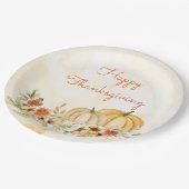Thanksgiving Pumpkins Floral Waterverf Script Papieren Bordje (Gekanteld)