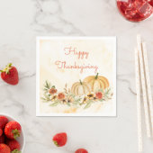 Thanksgiving Pumpkins Floral Waterverf Script Servet (Insitu)