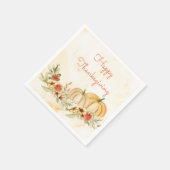 Thanksgiving Pumpkins Floral Waterverf Script Servet (Hoek)