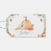 Thanksgiving Pumpkins Grateful Herfst Floral herfs Cadeaulabel (Achterkant Horizontaal)