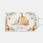 Thanksgiving Pumpkins Grateful Herfst Floral herfs Cadeaulabel (Voorkant (Horizontaal))