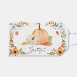 Thanksgiving Pumpkins Grateful Herfst Floral herfs Cadeaulabel