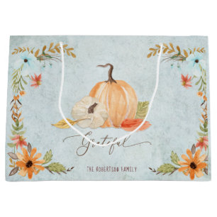 Thanksgiving Pumpkins Herfst Floral herfst Groot Cadeauzakje