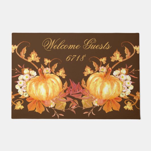 Thanksgiving Pumpkins House Number Welkom Deurmat (Voorkant)