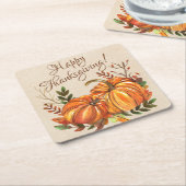 Thanksgiving Pumpkins Kartonnen Onderzetters (Schuin)