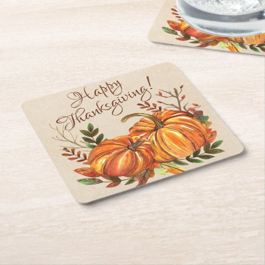 Thanksgiving Pumpkins Kartonnen Onderzetters (Schuin)