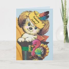 Thanksgiving puppy en Turkije Feestdagen Kaart