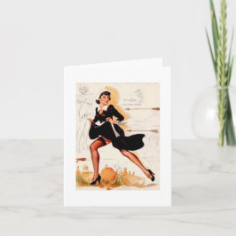Thanksgiving Quaker Girl Pin Up Girl Feestdagen Kaart