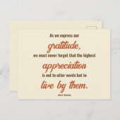 Thanksgiving Quote door John F. Kennedy 2-zijdig Briefkaart (Voorkant / Achterkant)