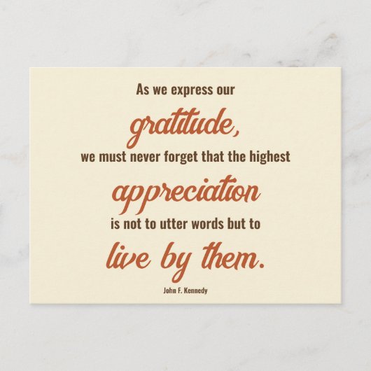 Thanksgiving Quote door John F. Kennedy 2-zijdig Briefkaart (Voorkant)