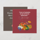 Thanksgiving Quote - Gratis, vreugde en geluk Kaart (Voorkant / Achterkant)