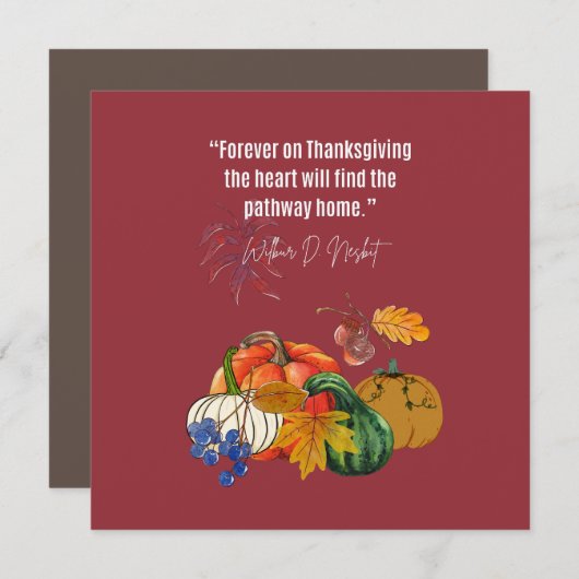 Thanksgiving Quote - Gratis, vreugde en geluk Kaart (Voorkant / Achterkant)