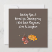 Thanksgiving Quote - Gratis, vreugde en geluk Kaart (Achterkant)