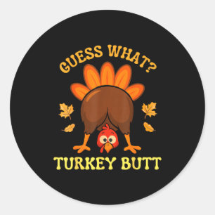 Thanksgiving Raad Maar Wat Kalkoen Staart Grappige Ronde Sticker