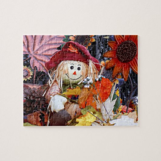 Thanksgiving Rag Doll onder najaarse Harvest Scene Legpuzzel (Horizontaal)