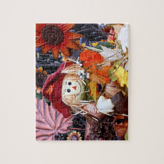 Thanksgiving Rag Doll onder najaarse Harvest Scene Legpuzzel (Verticaal)