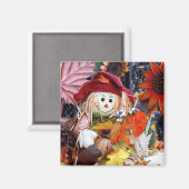 Thanksgiving Rag Doll onder najaarse Harvest Scene Magneet (Voorkant / Achterkant)