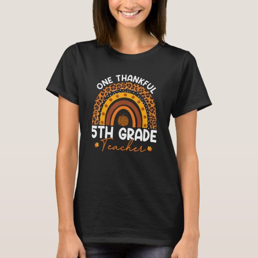 Thanksgiving Rainbow Leopard One Thankful 5th Grad T-shirt (Voorkant)